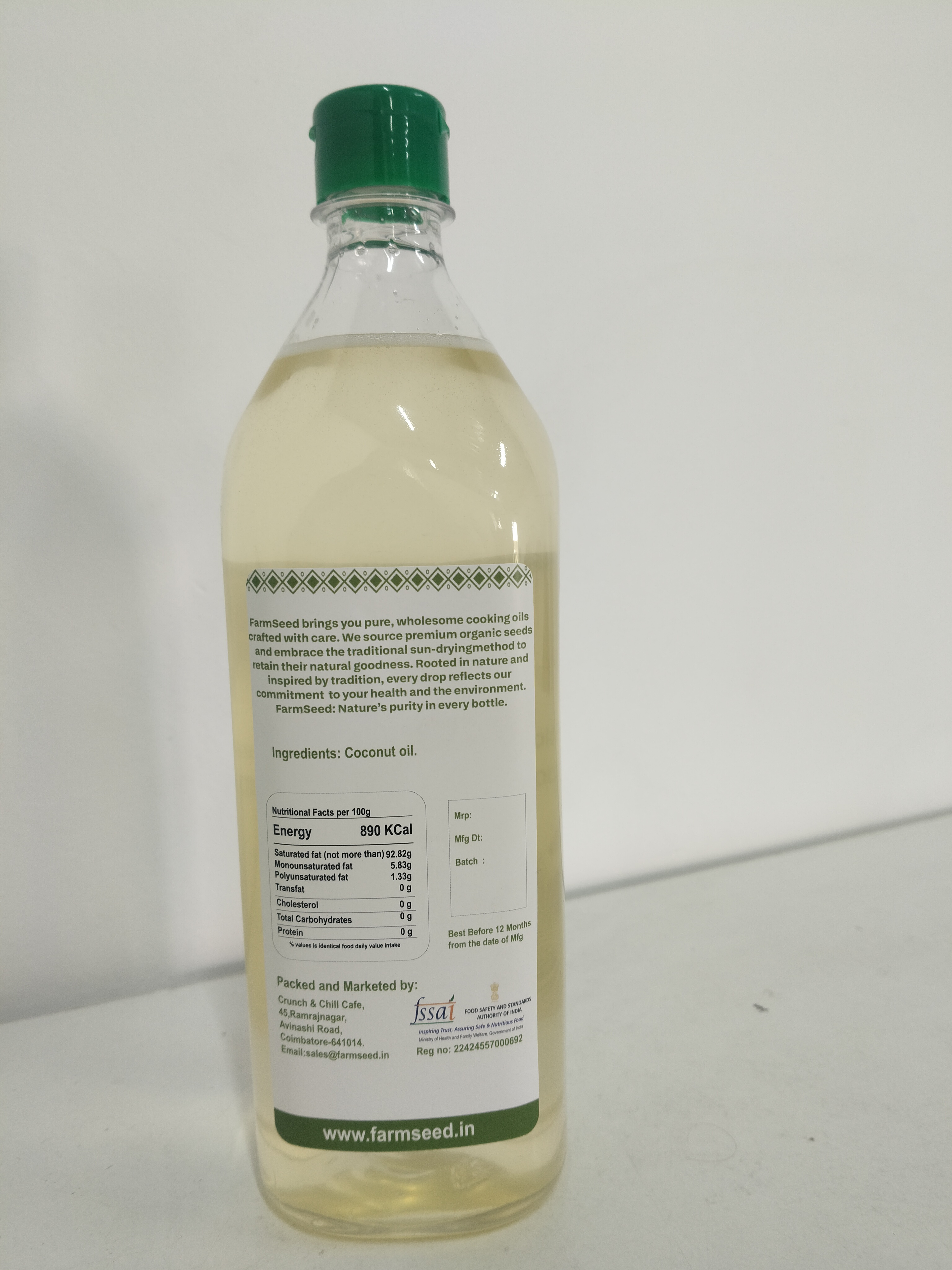 FarmSeed Naturals Cold-Pressed Coconut Oil – 1 Litre FarmSeed Naturals Cold-Pressed Coconut Oil – 1 Litre